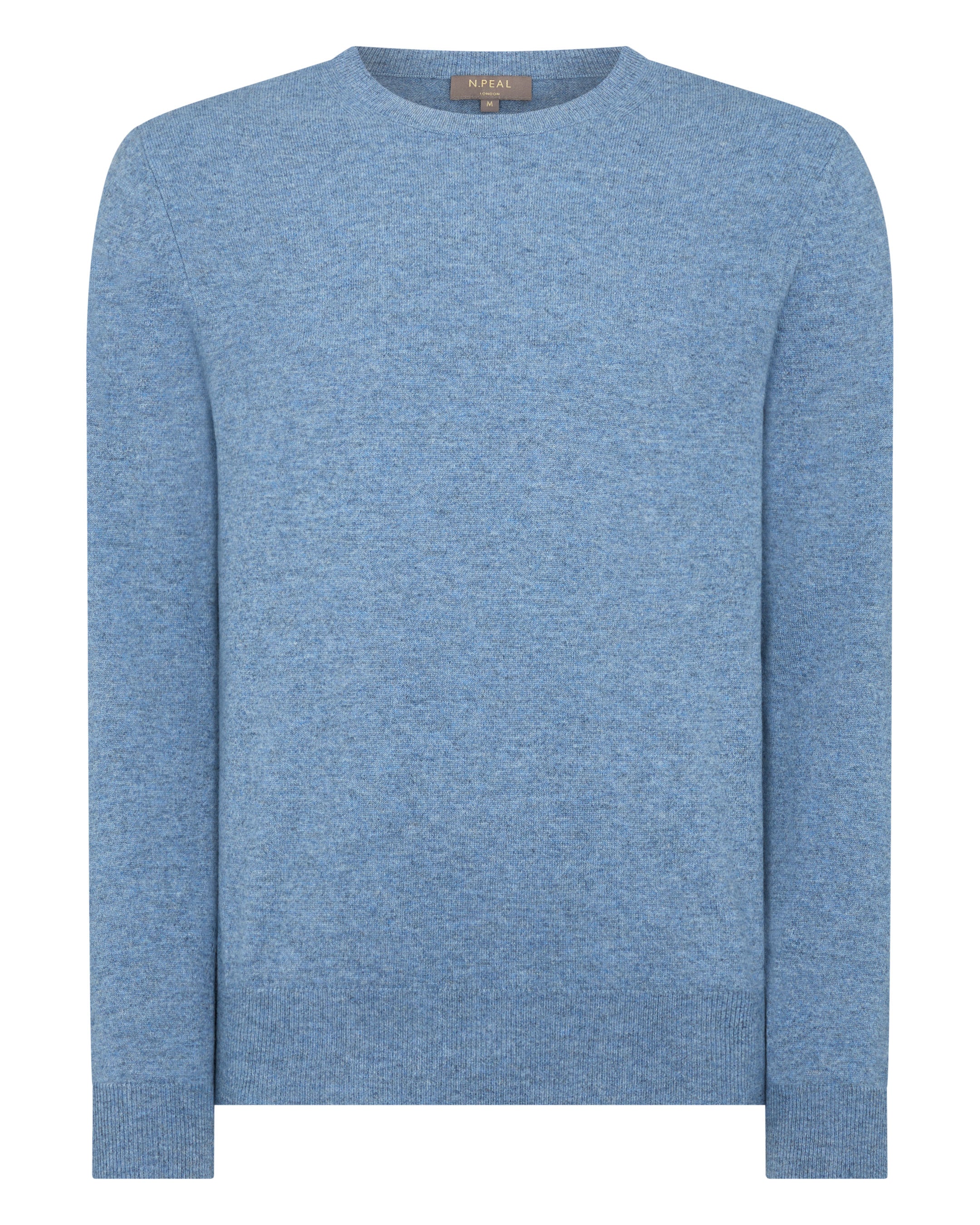 Men's The Oxford Round Neck Cashmere Sweater Faded Indigo Blue | N