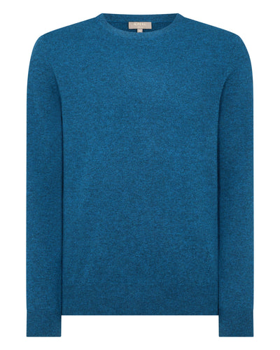 N.Peal Men's The Oxford Round Neck Cashmere Sweater Lagoon Blue