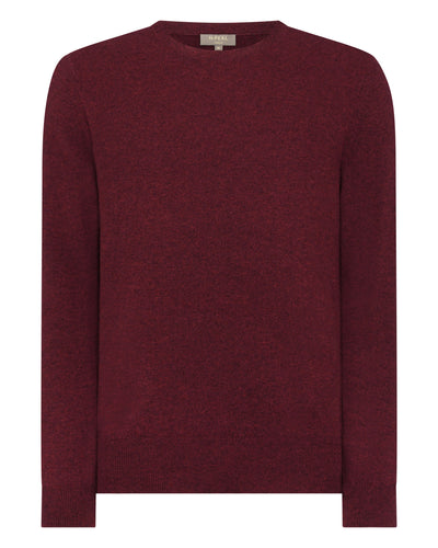 N.Peal The Oxford Round Neck Cashmere Sweater Shiraz Melange Red