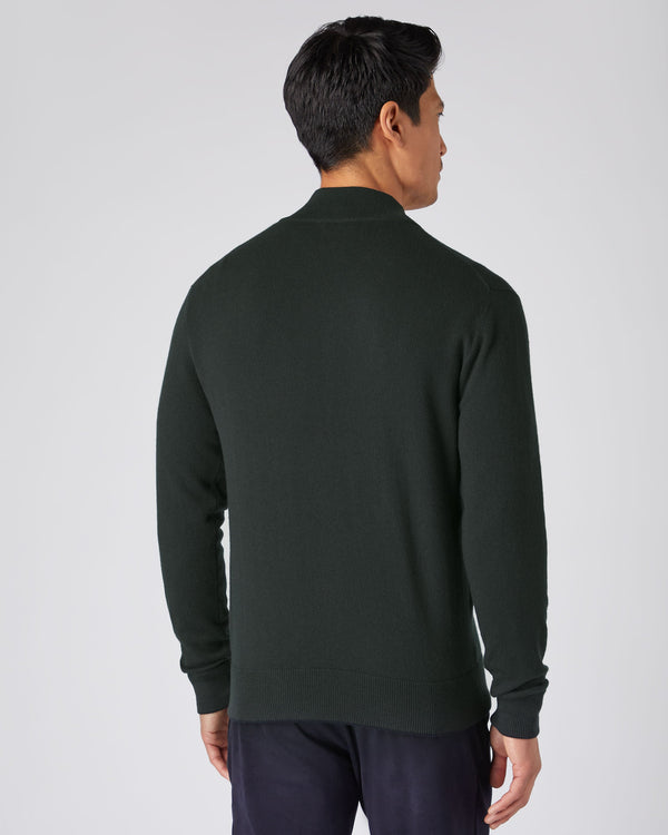 Men's The Knightsbridge Zip Cashmere Sweater Dark Green | N.Peal