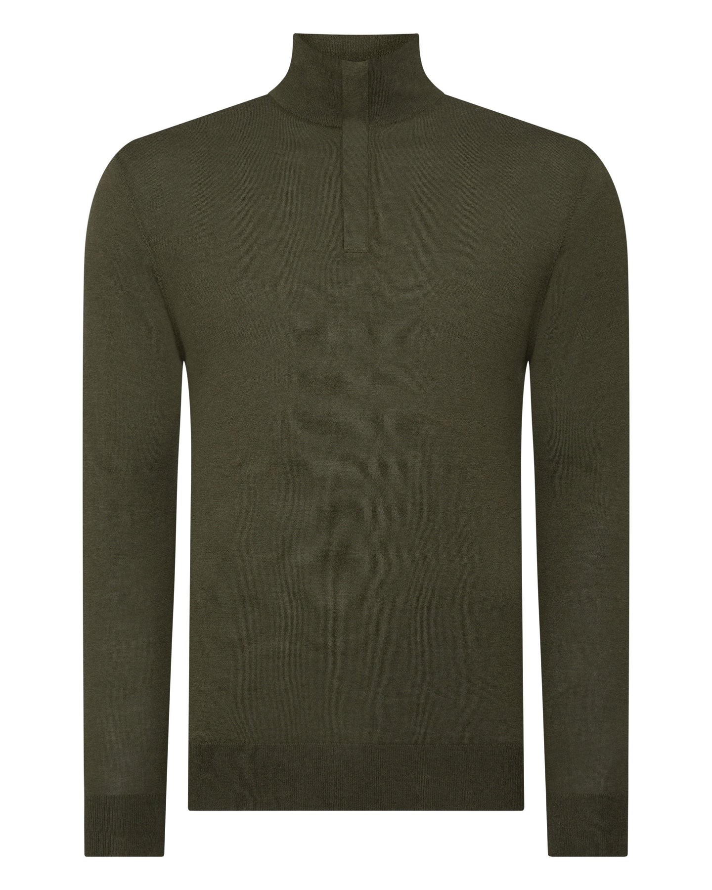 N.Peal Men's The Regent Fine Gauge Cashmere half Zip Jumper Montana Green