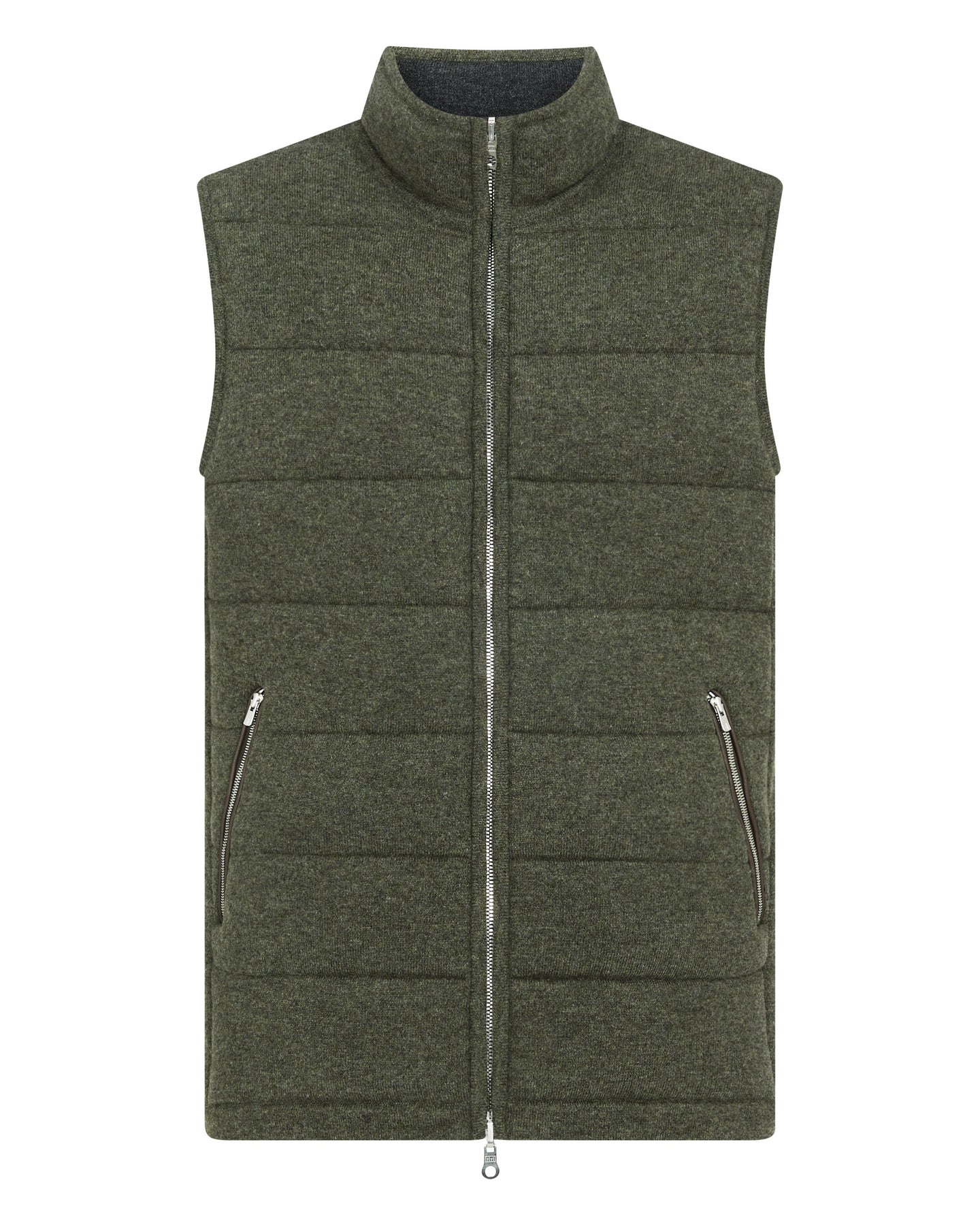 N.Peal Men's The Mall Quilted Cashmere Gilet Moss Green