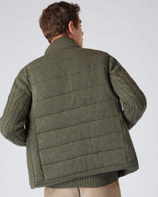 N.Peal Men's The Mall Quilted Cashmere Gilet Moss Green