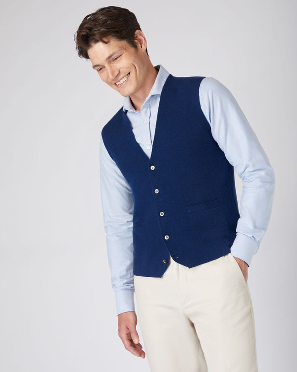 Men's The Chelsea Milano Cashmere Waistcoat French Blue | N.Peal