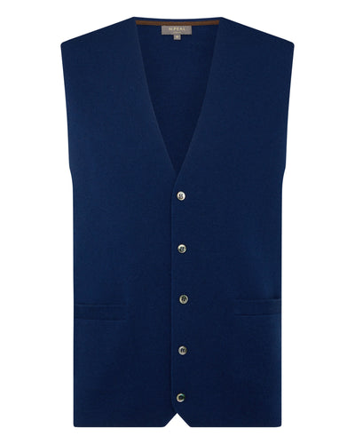 N.Peal Men's The Chelsea Milano Cashmere Waistcoat French Blue