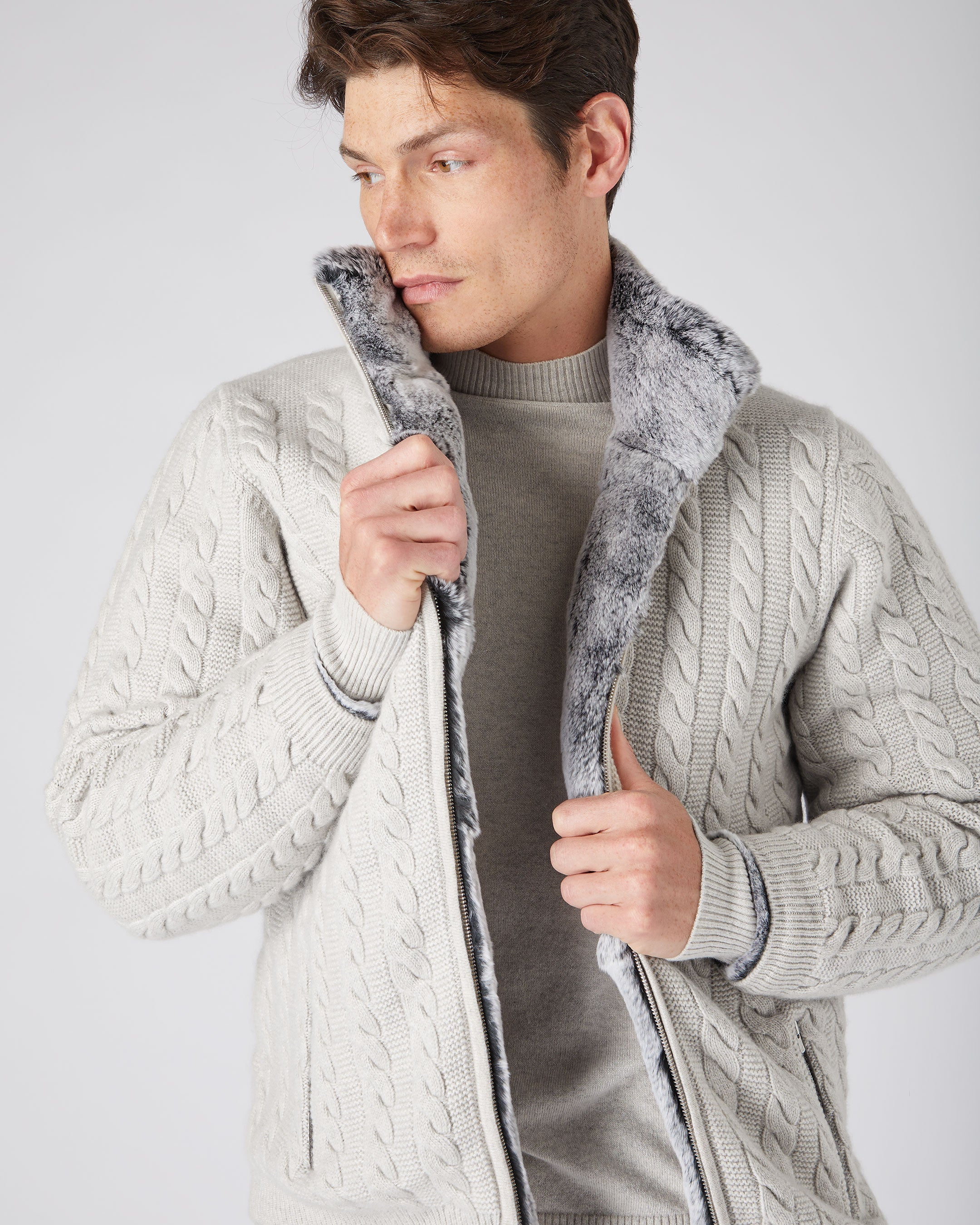 Fleece lined hot sale cardigan mens