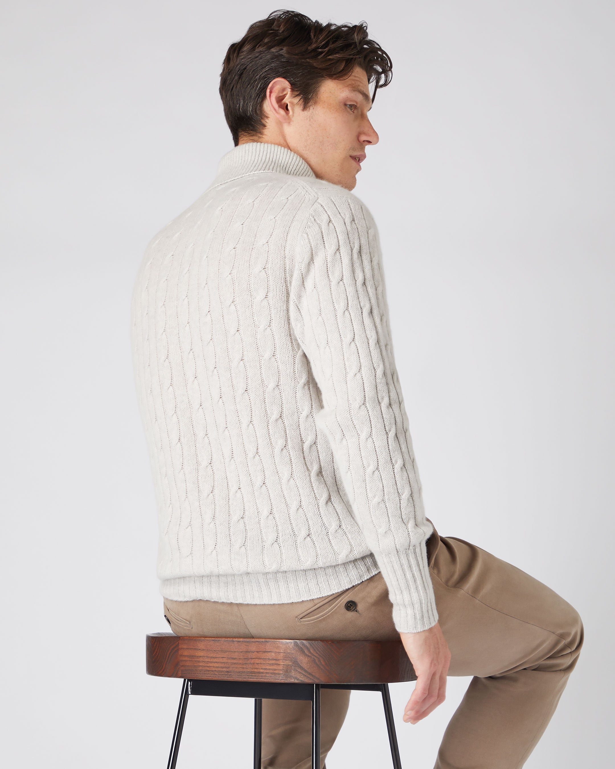 Cream roll neck on sale mens