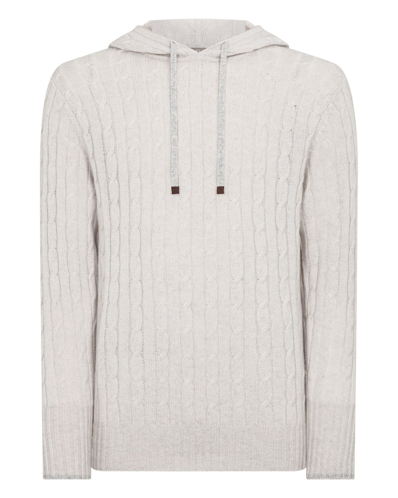 N.Peal cable-knit cashmere hoodie - Grey