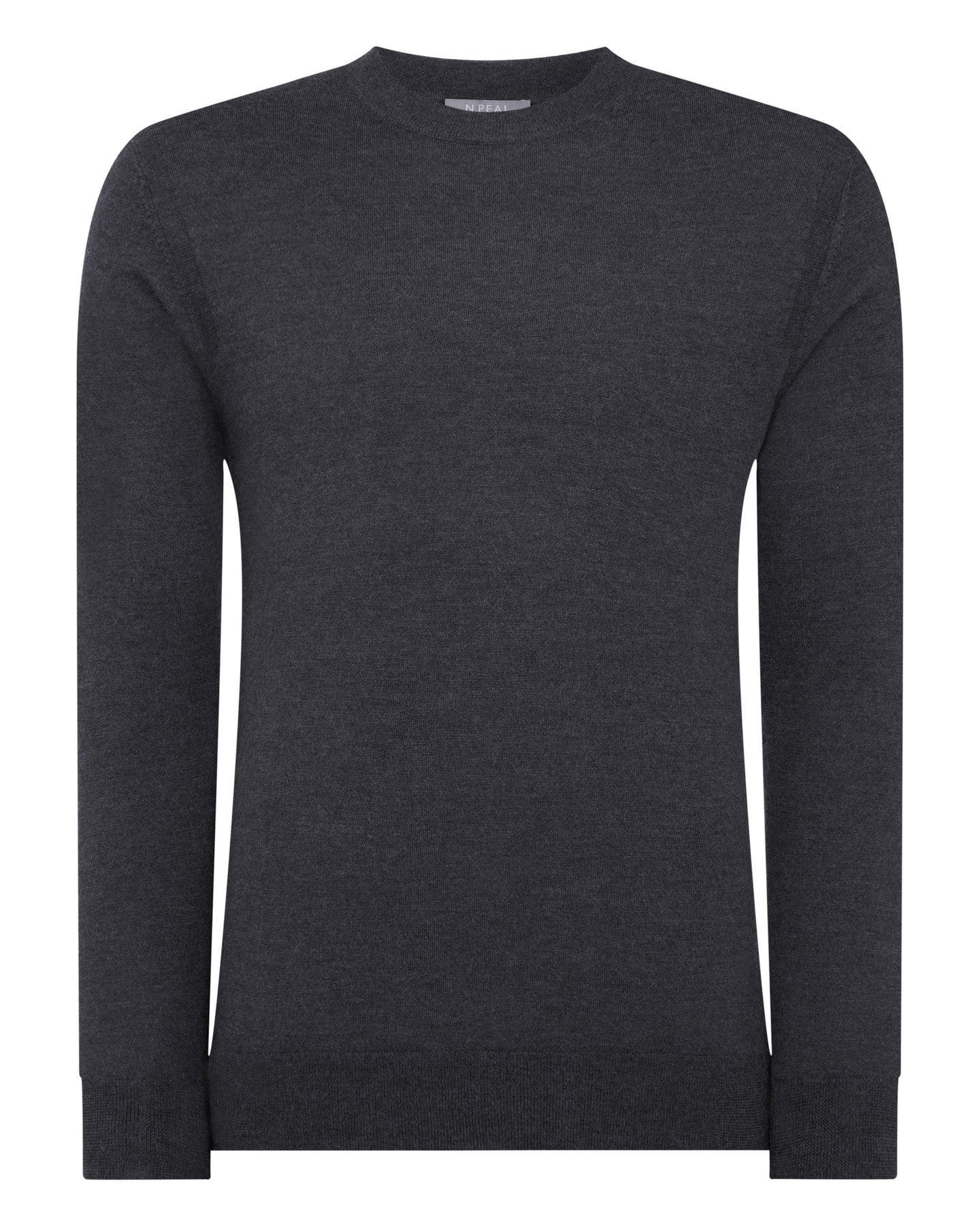 N.Peal Men's Fine Gauge Cashmere Round Neck Jumper Flint Grey