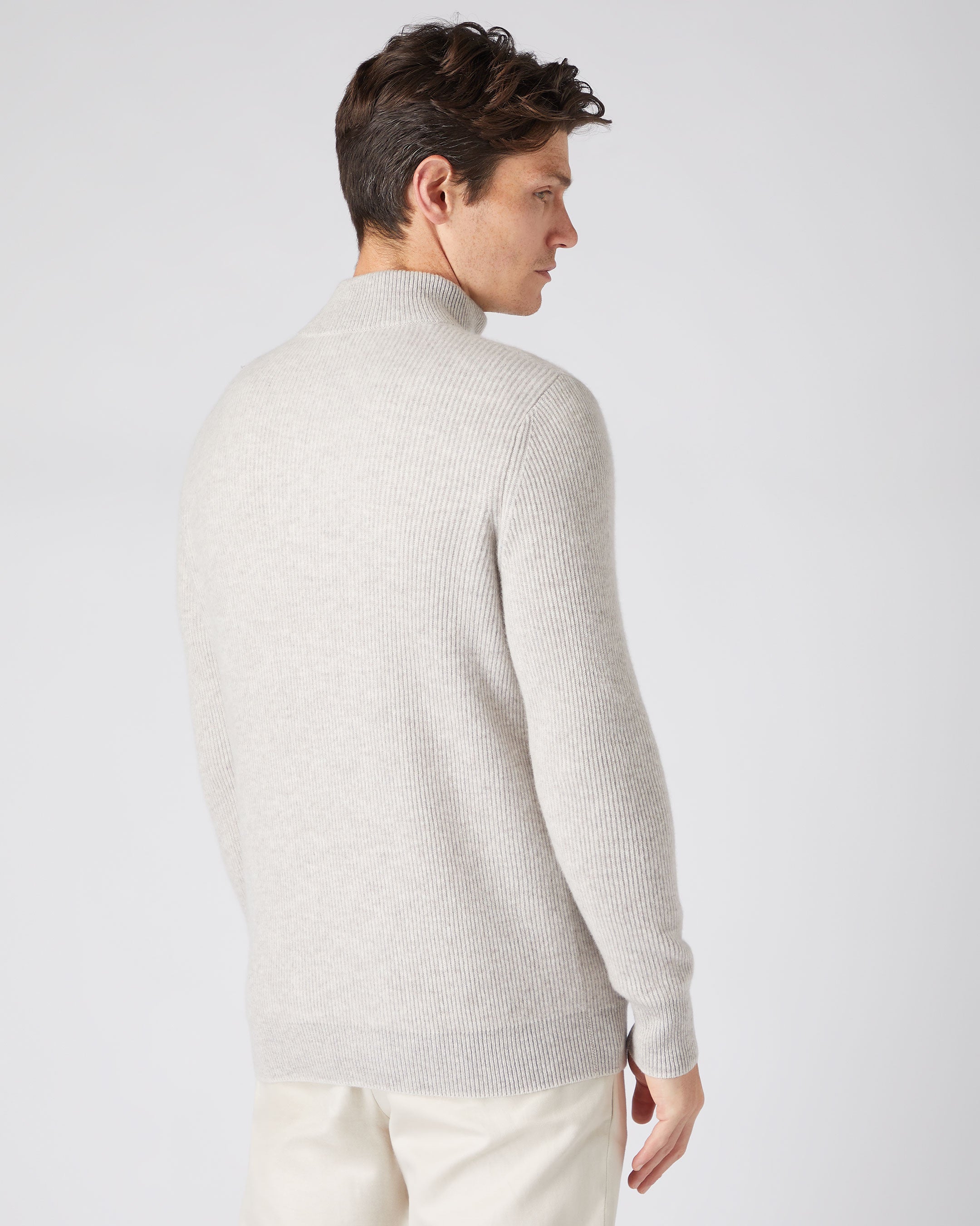 Men's cashmere sweater online zip neck