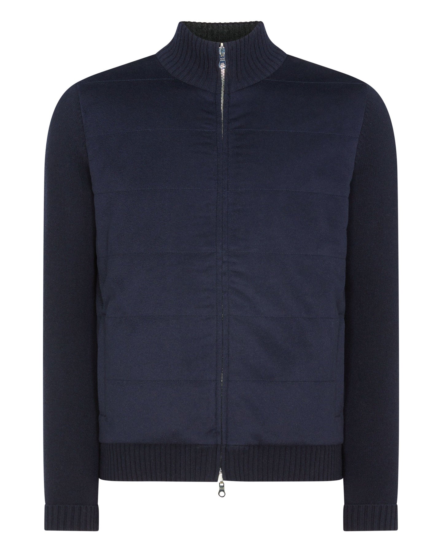 N.Peal Men's Cashmere Woven Front Jacket Navy Blue