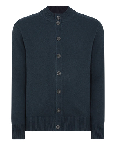 N.Peal Men's Full Button Cashmere Sweater Grigio Blue