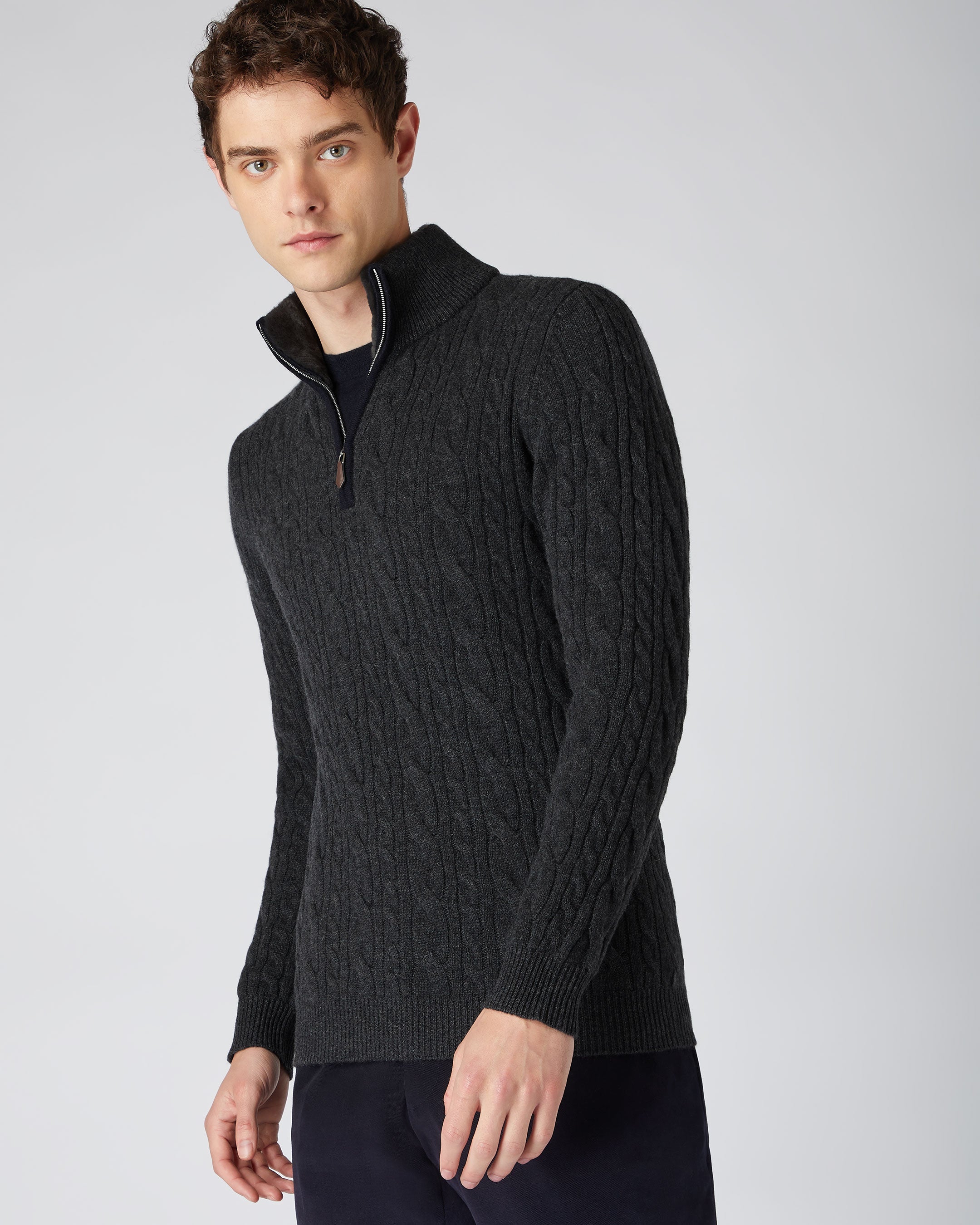 Black cable clearance knit jumper mens