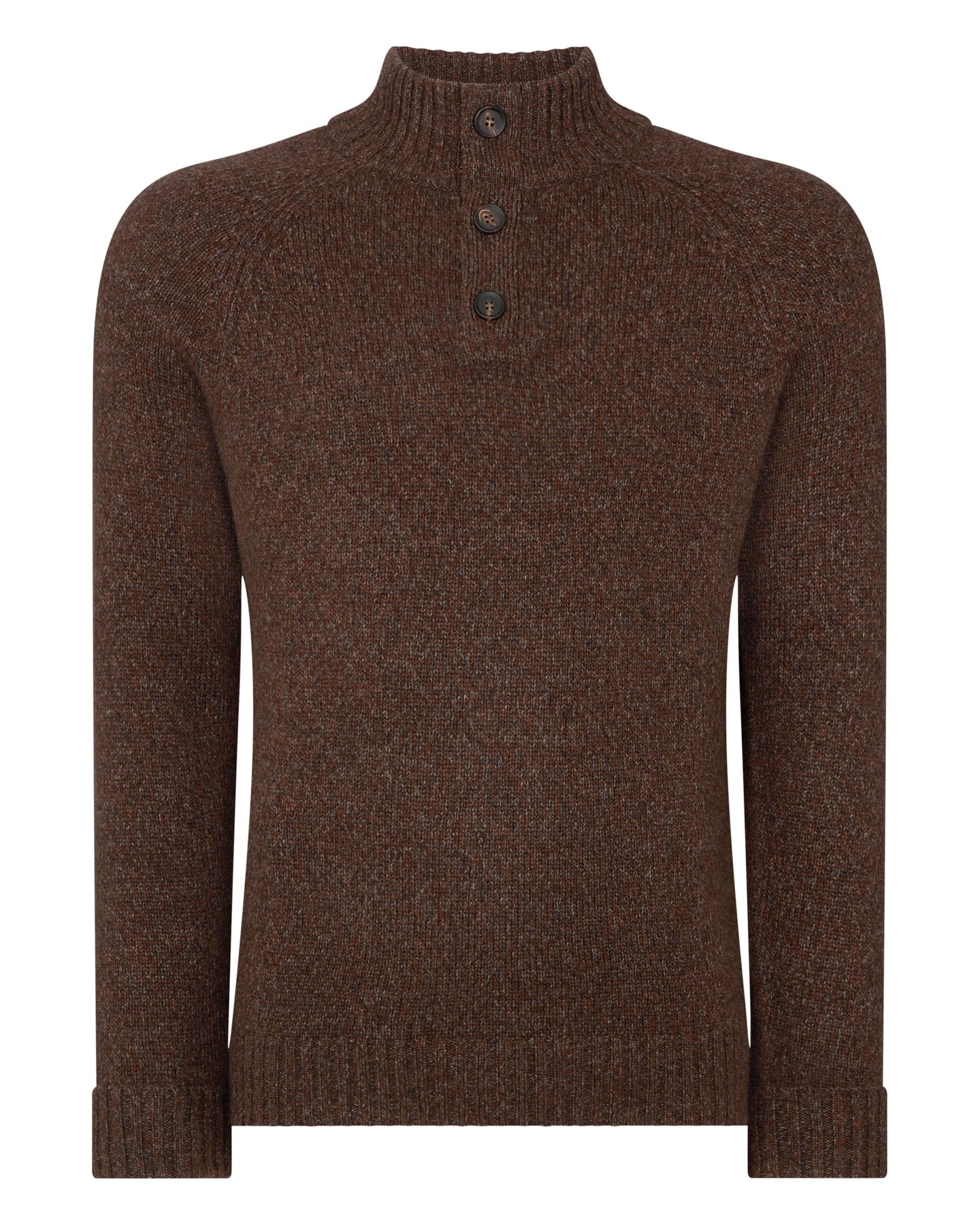 N.Peal Men's Raglan Marl Cashmere Jumper Espresso Brown Marl