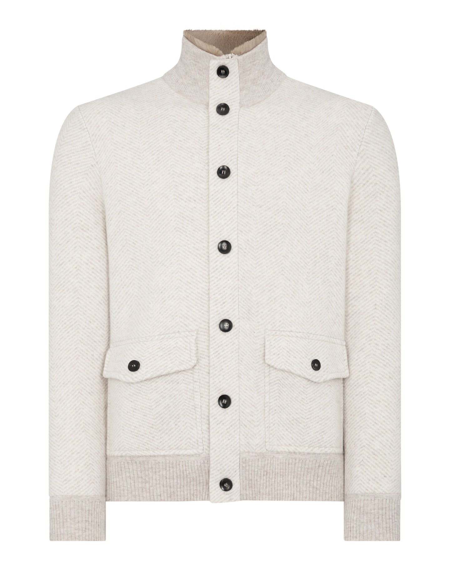 N.Peal Men's Herringbone Cashmere Jacket Sand Brown
