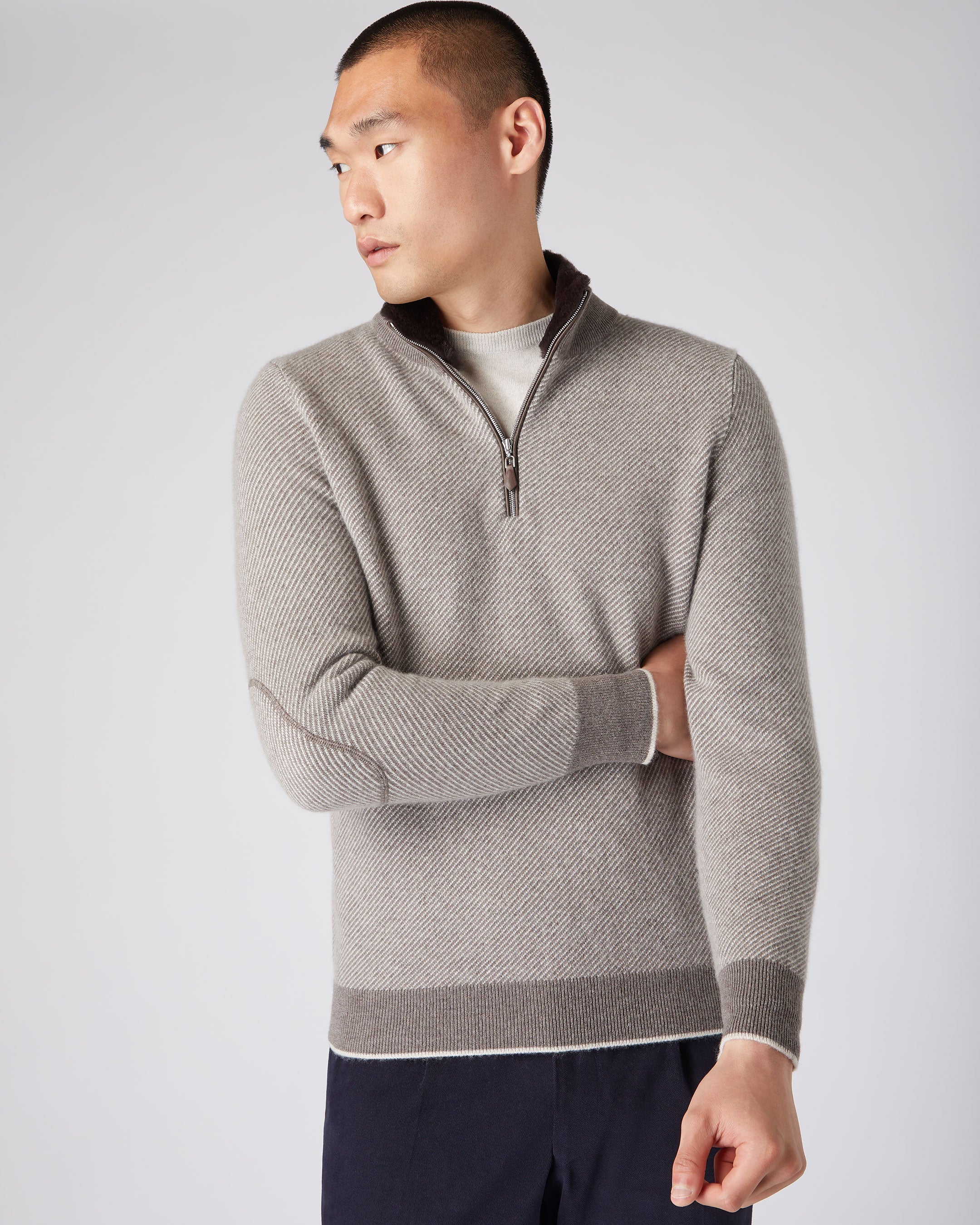 Fur half zip outlet pullover