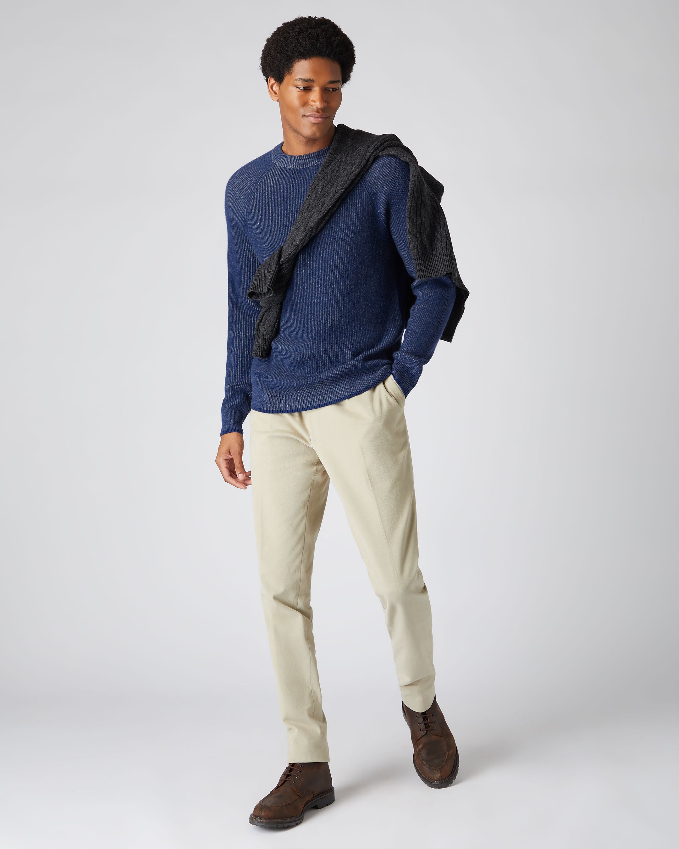 Blue sweater shop khaki pants