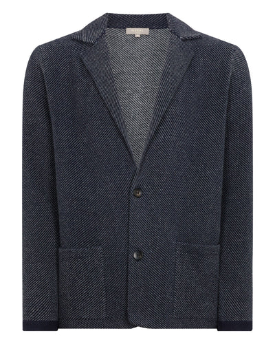 N.Peal Men's Jacquard Cashmere Jacket Navy Blue