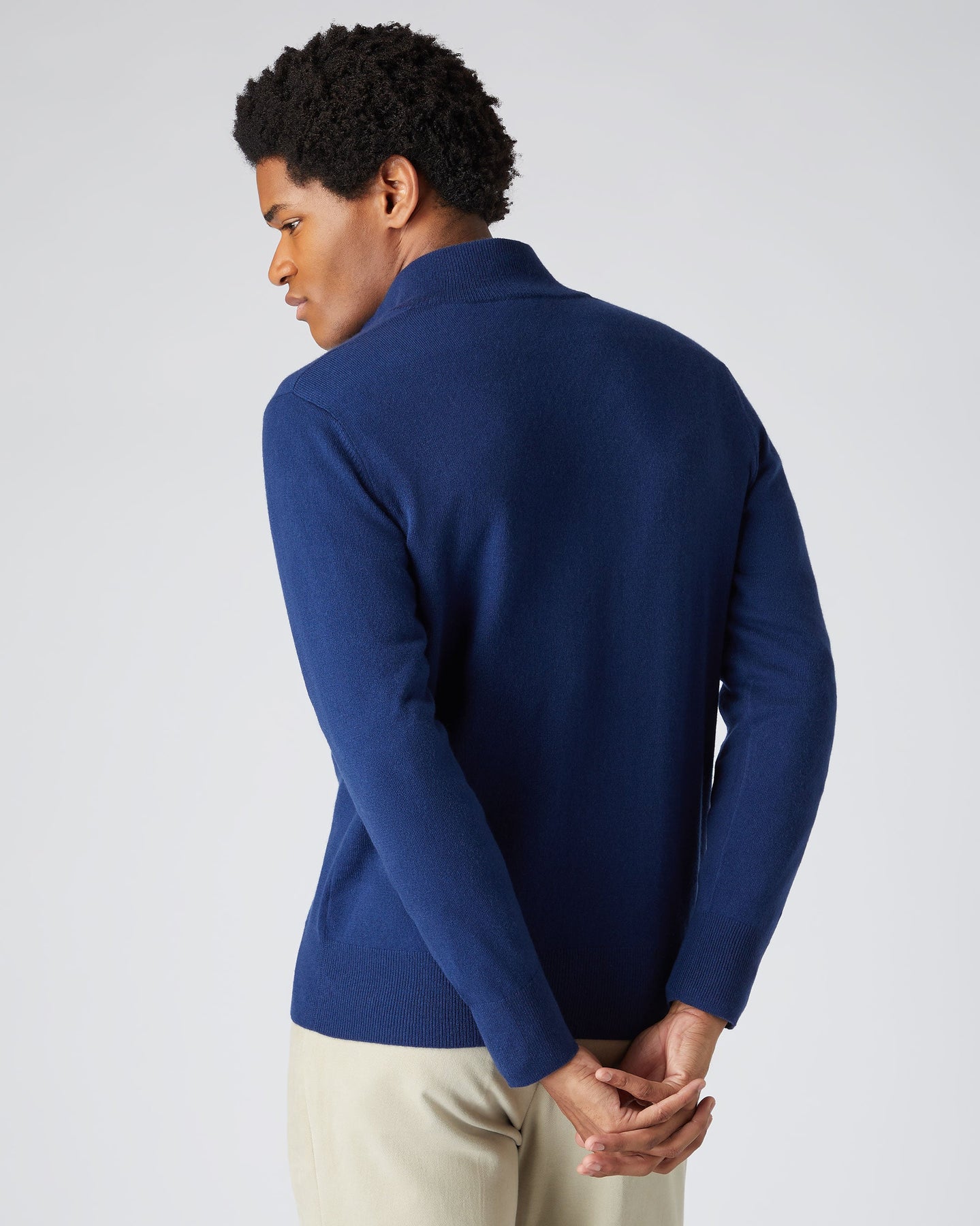 Men's Button Up Cashmere Sweater French Blue | N.Peal