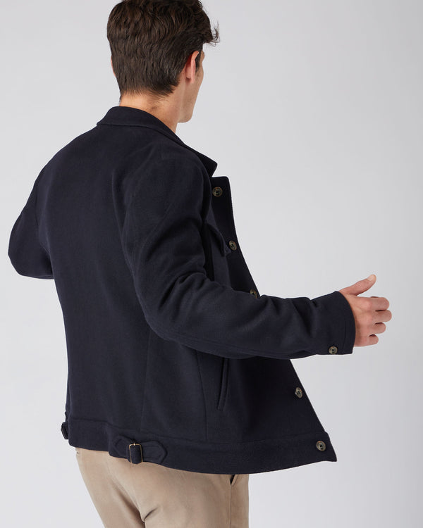 N.Peal Men's Short Woven Jacket Navy Blue