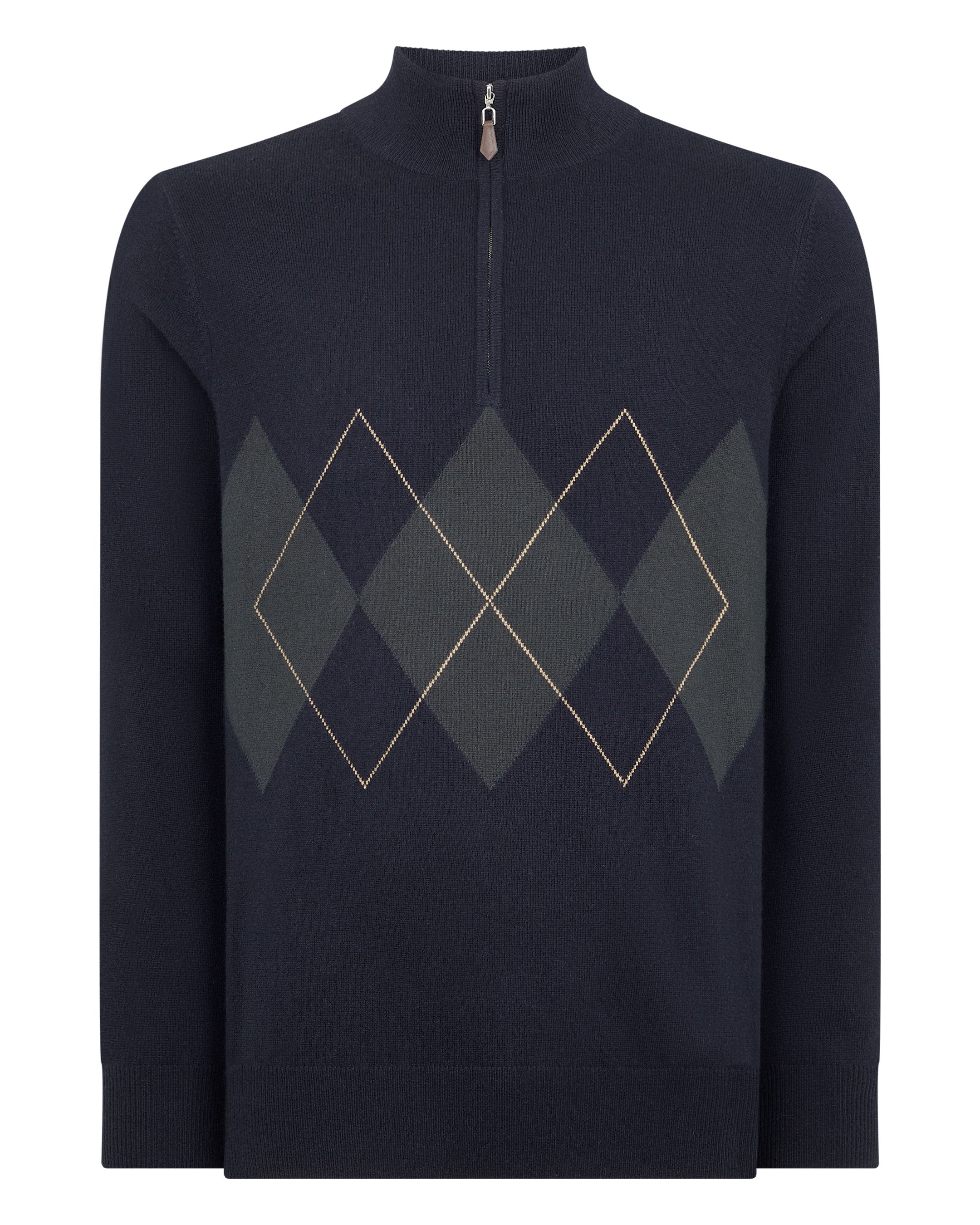 Penfold Men s Argyle Zip Sweater Navy Blue N.Peal