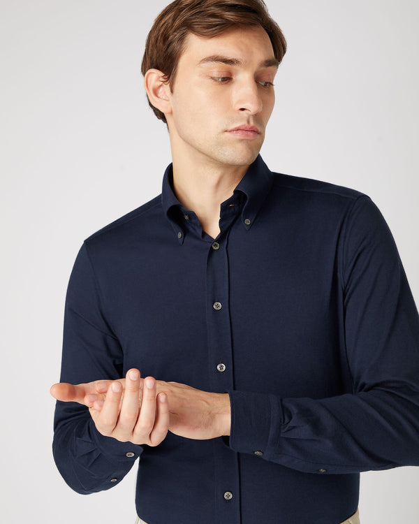 Men's Button Down Collar Shirt Navy Blue