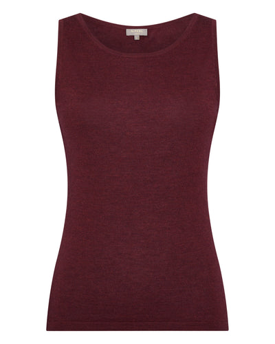 N.Peal Women's Superfine Cashmere Shell Top Burgundy Red