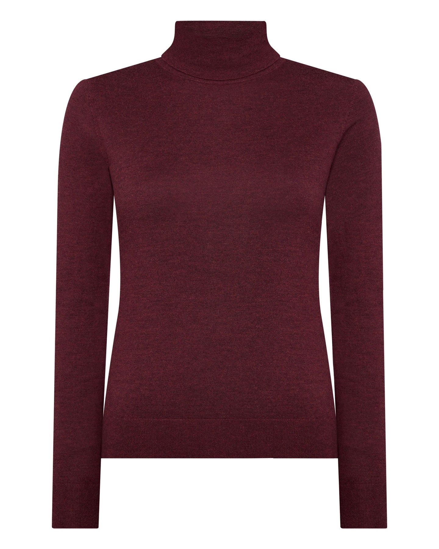 N.Peal Women's Superfine Roll Neck Cashmere Jumper Burgundy Red