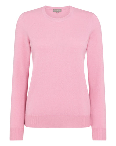 N.Peal Women's Round Neck Cashmere Sweater Burano Pink