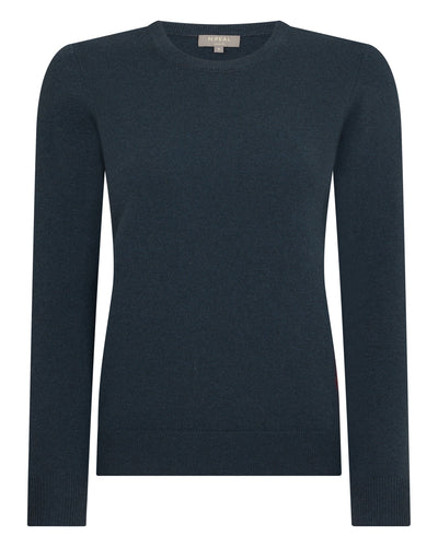 N.Peal Women's Round Neck Cashmere Sweater Grigio Blue