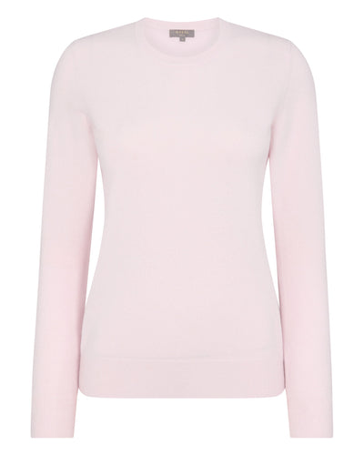N.Peal Women's Round Neck Cashmere Sweater Quartz Pink