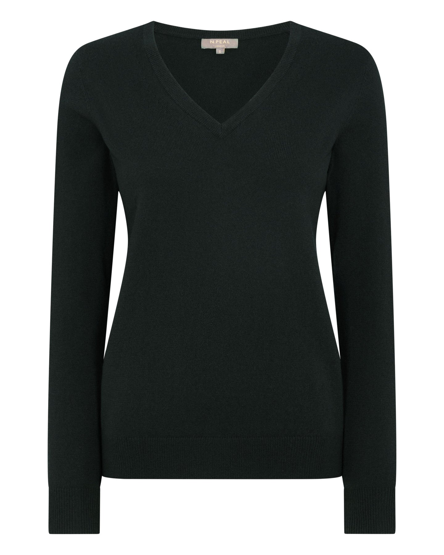 N.Peal Women's V Neck Cashmere Jumper Dark Green