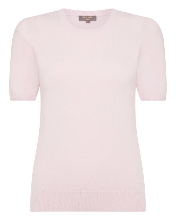 N.Peal Women's Round Neck Cashmere T Shirt Quartz Pink
