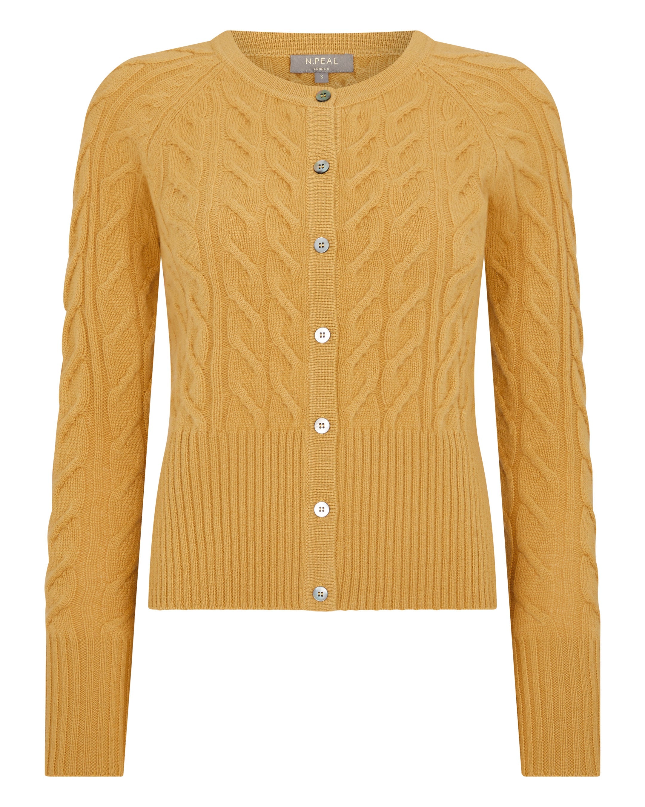 Women's Cable Cashmere Cardigan Baroque Gold | N.Peal