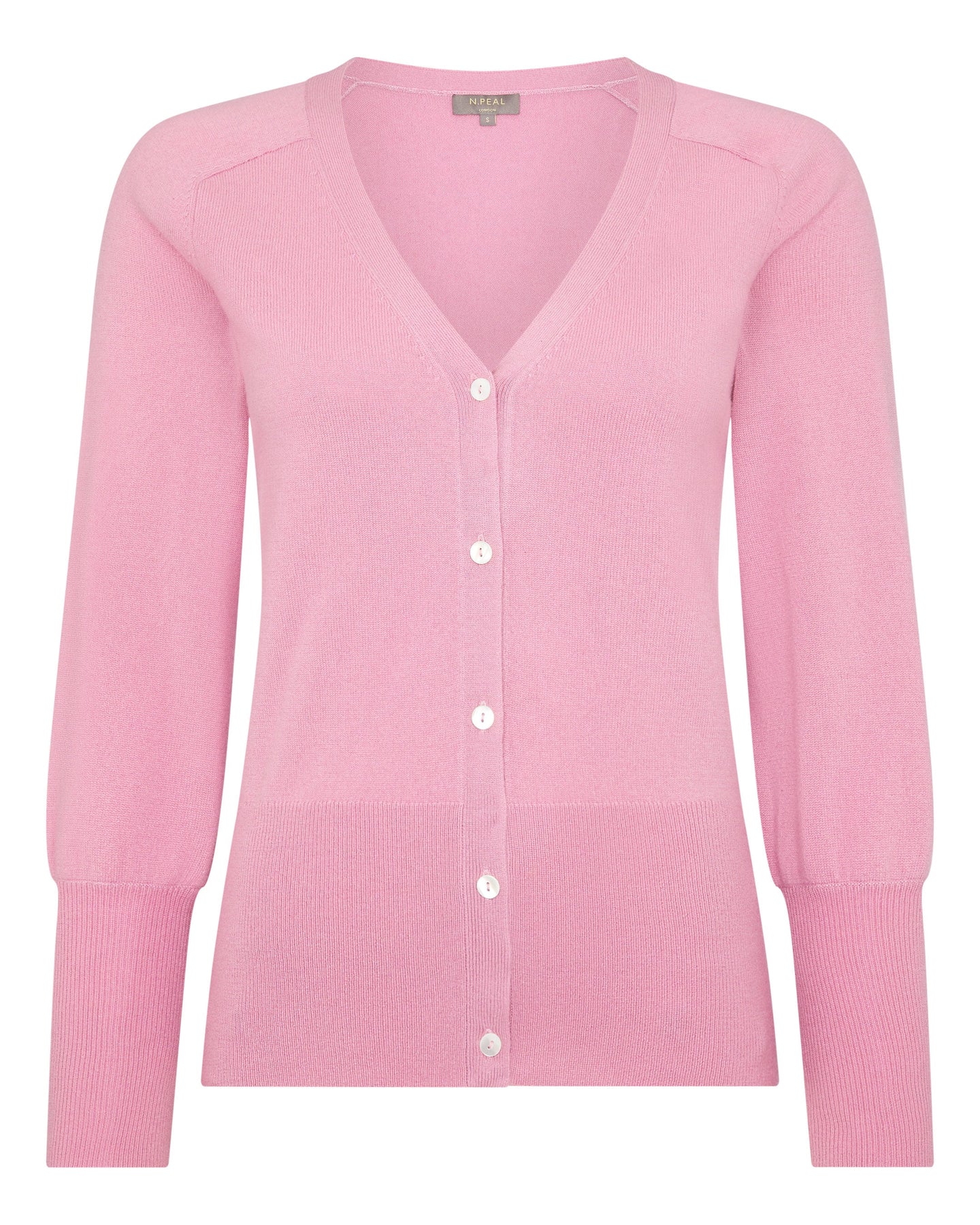 N.Peal Women's V Necked Cashmere Cardigan Burano Pink