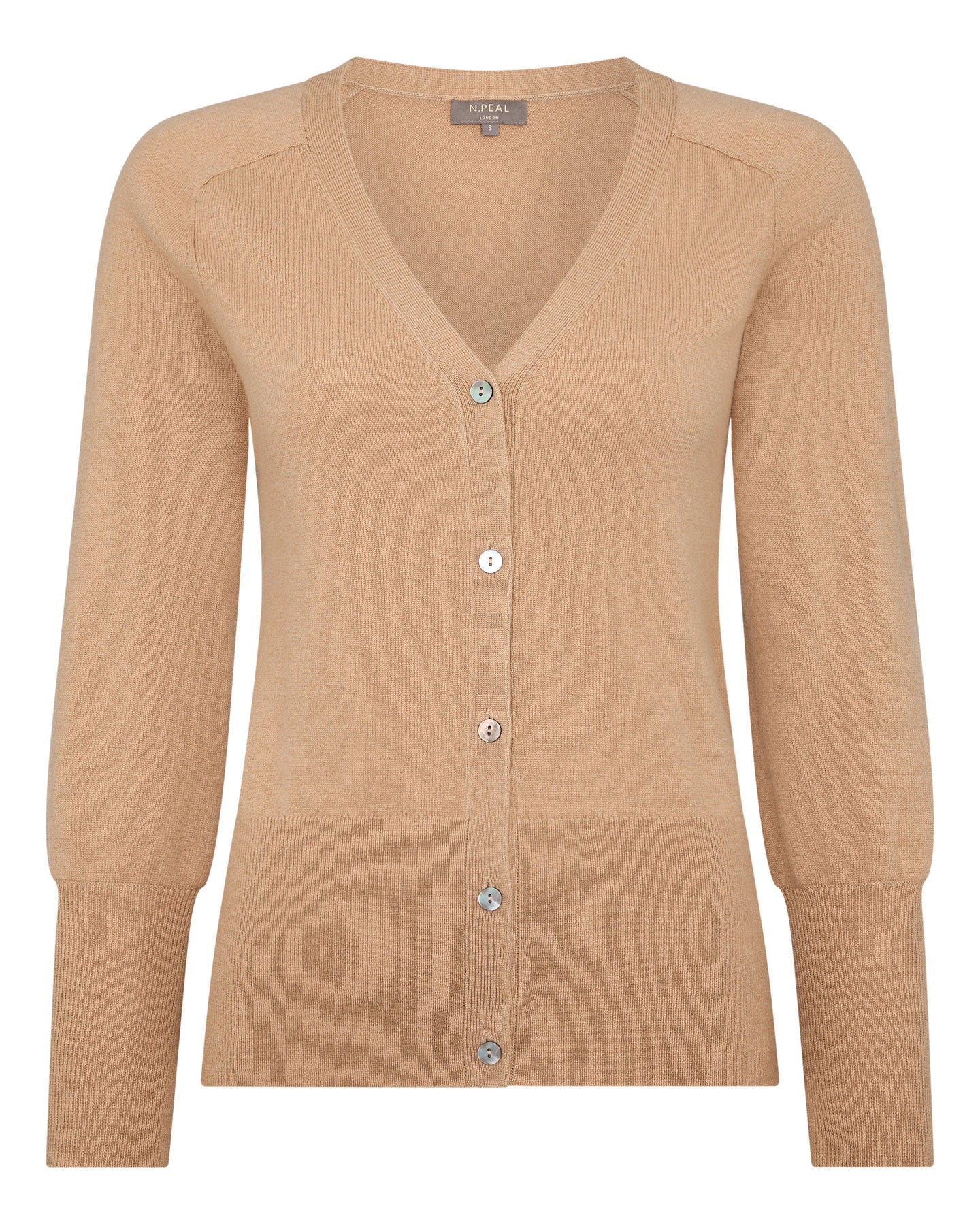 N.Peal Women's V Necked Cashmere Cardigan Sahara Brown