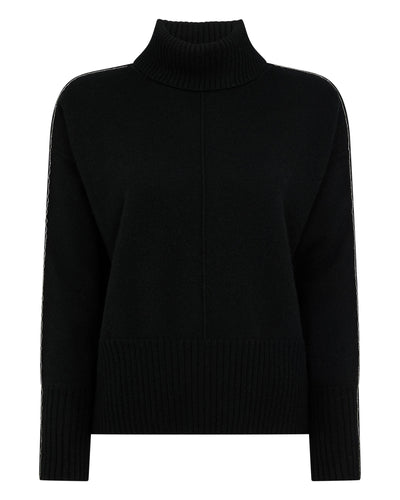 N.Peal Women's Metal Trim Cashmere Sweater Black