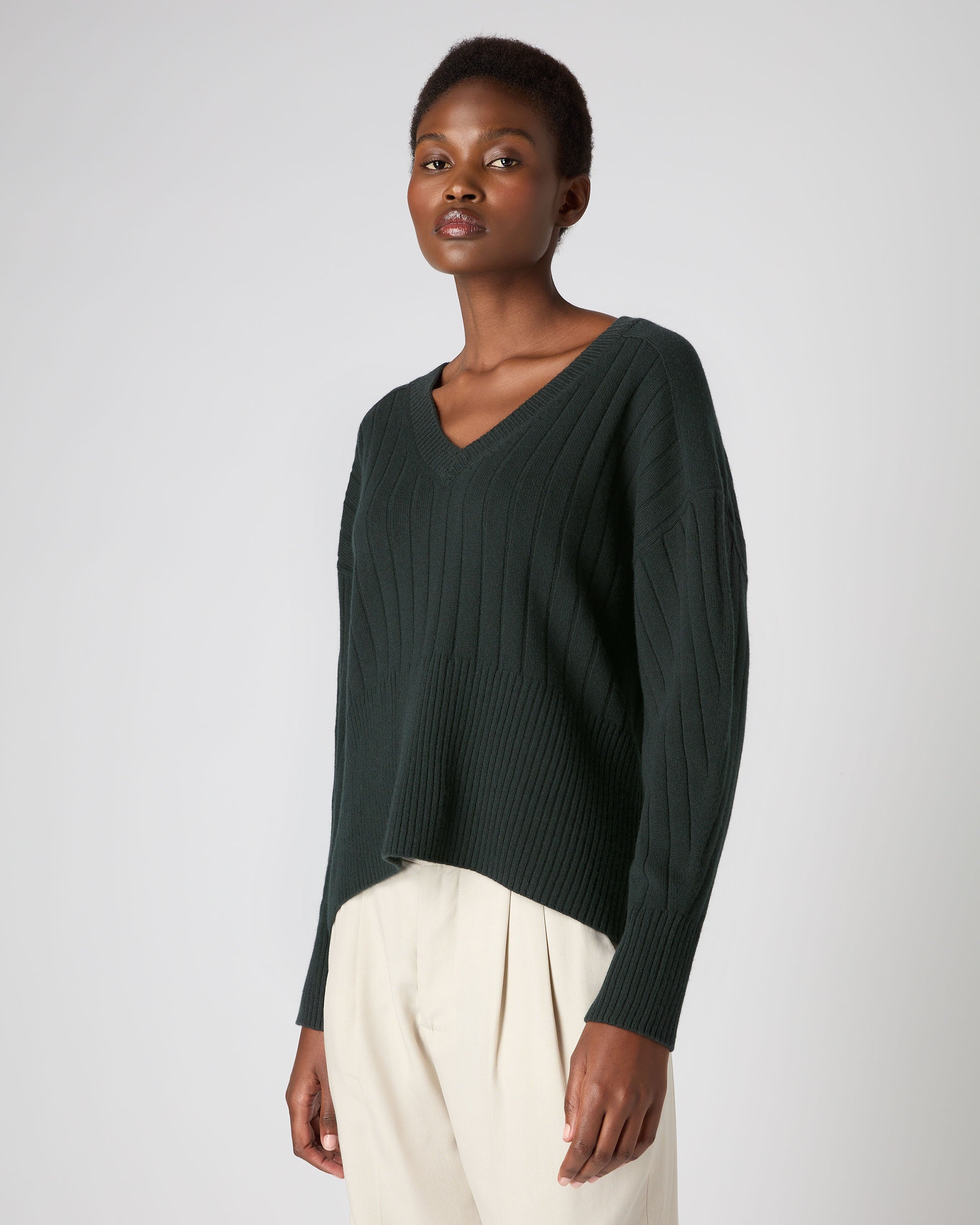 Dark green 2025 v neck sweater