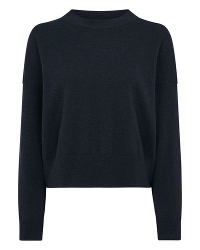 N.Peal Women's Relaxed Round Neck Cashmere Sweater Grigio Blue
