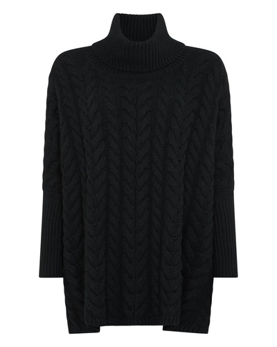 N.Peal Women's Oversize Cable Cashmere Sweater Black