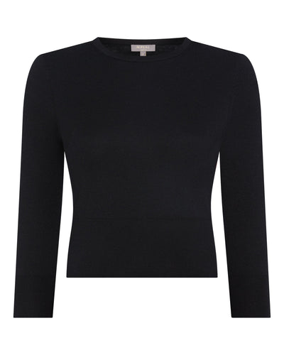 N.Peal Women's Superfine Crop Cashmere Sweater Black