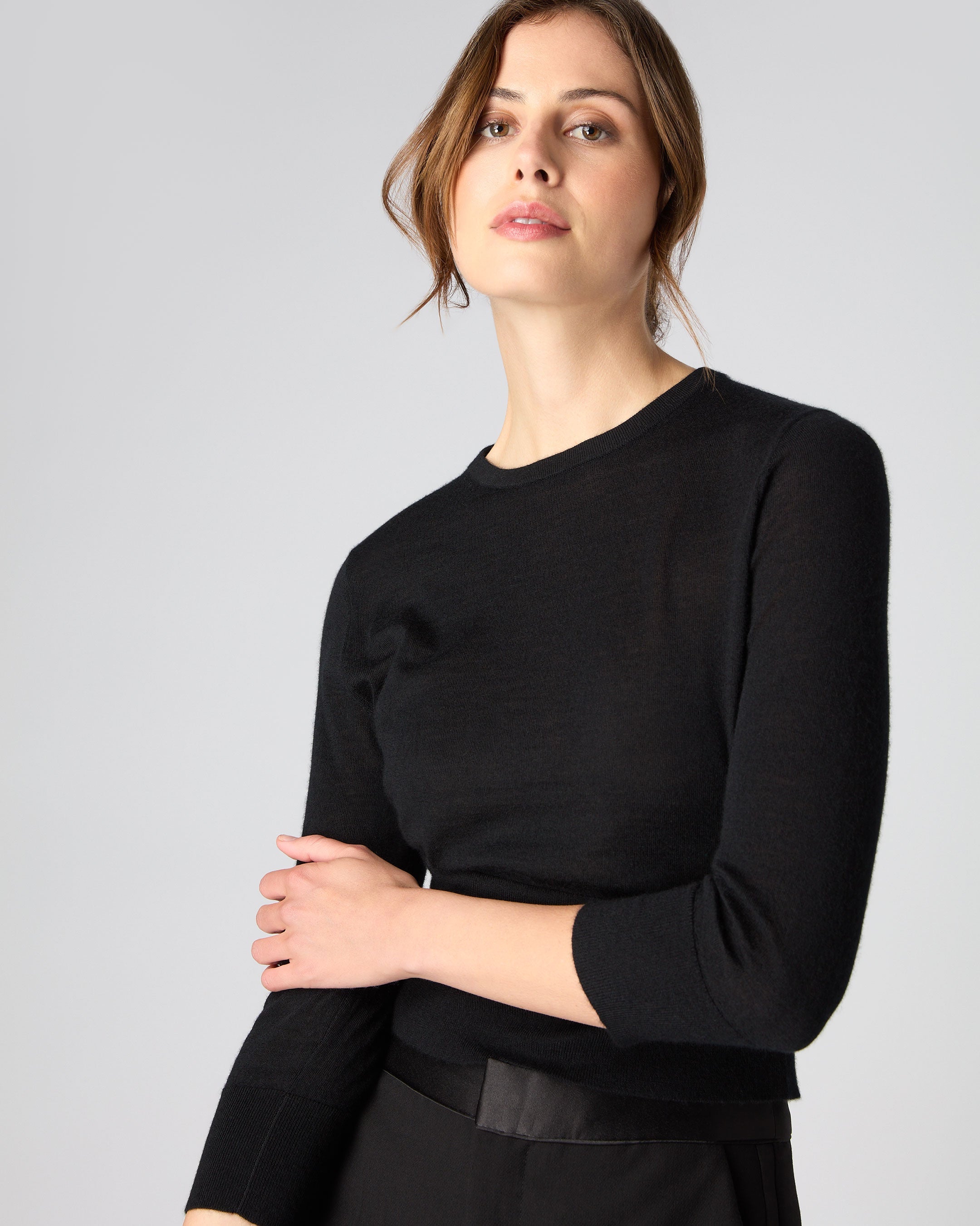 Cropped black outlet cashmere sweater