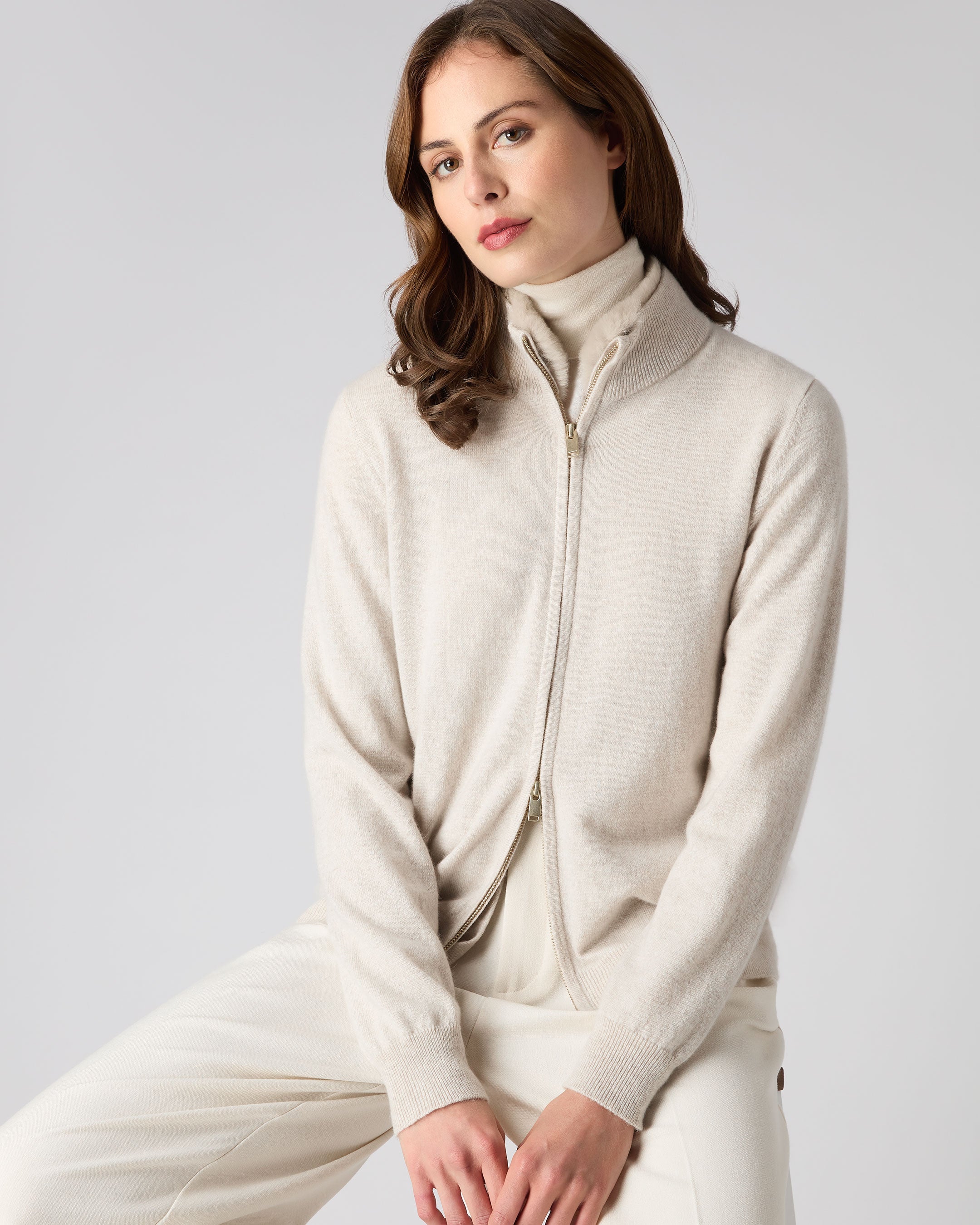 Women's cashmere best sale zip up sweater