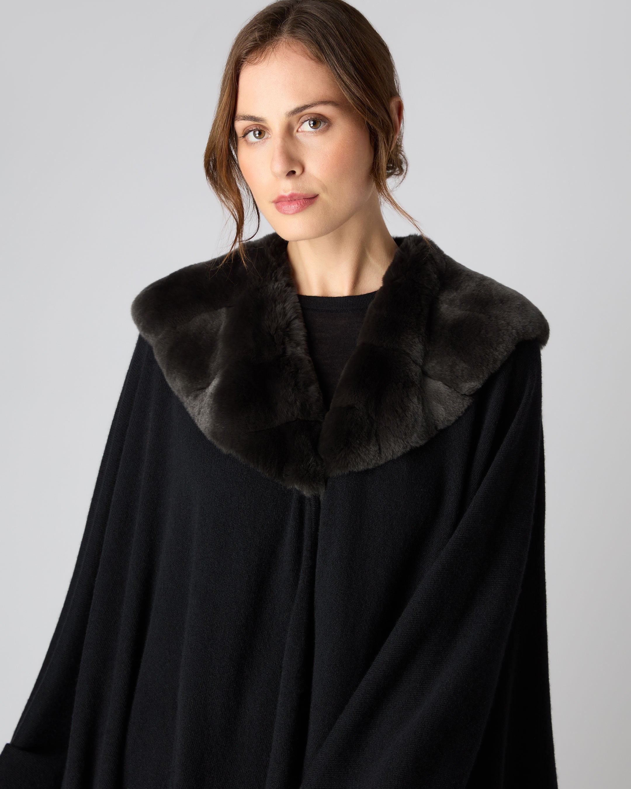 Womens black fur clearance cape