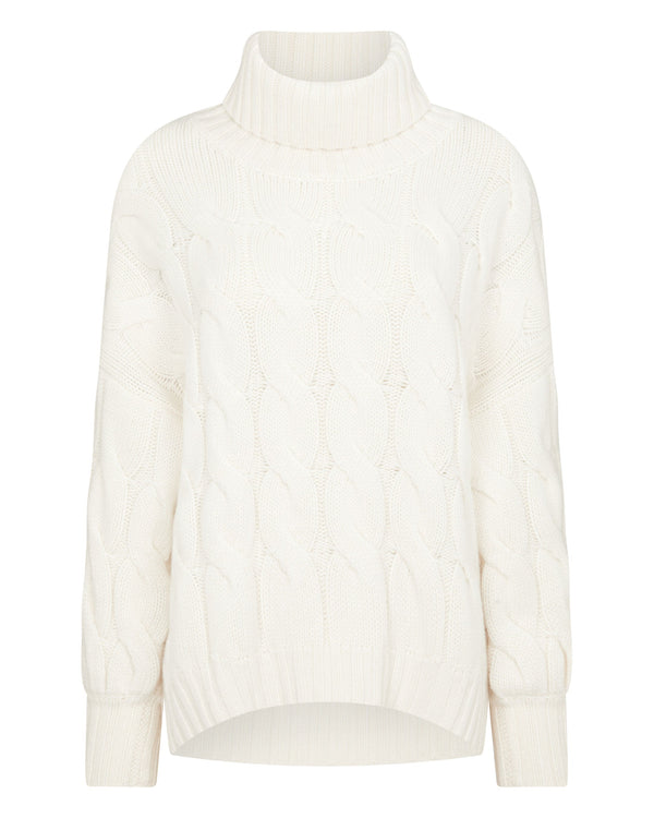 Cream Cable Turtle Neck Jumper, Sustainable Womenswear