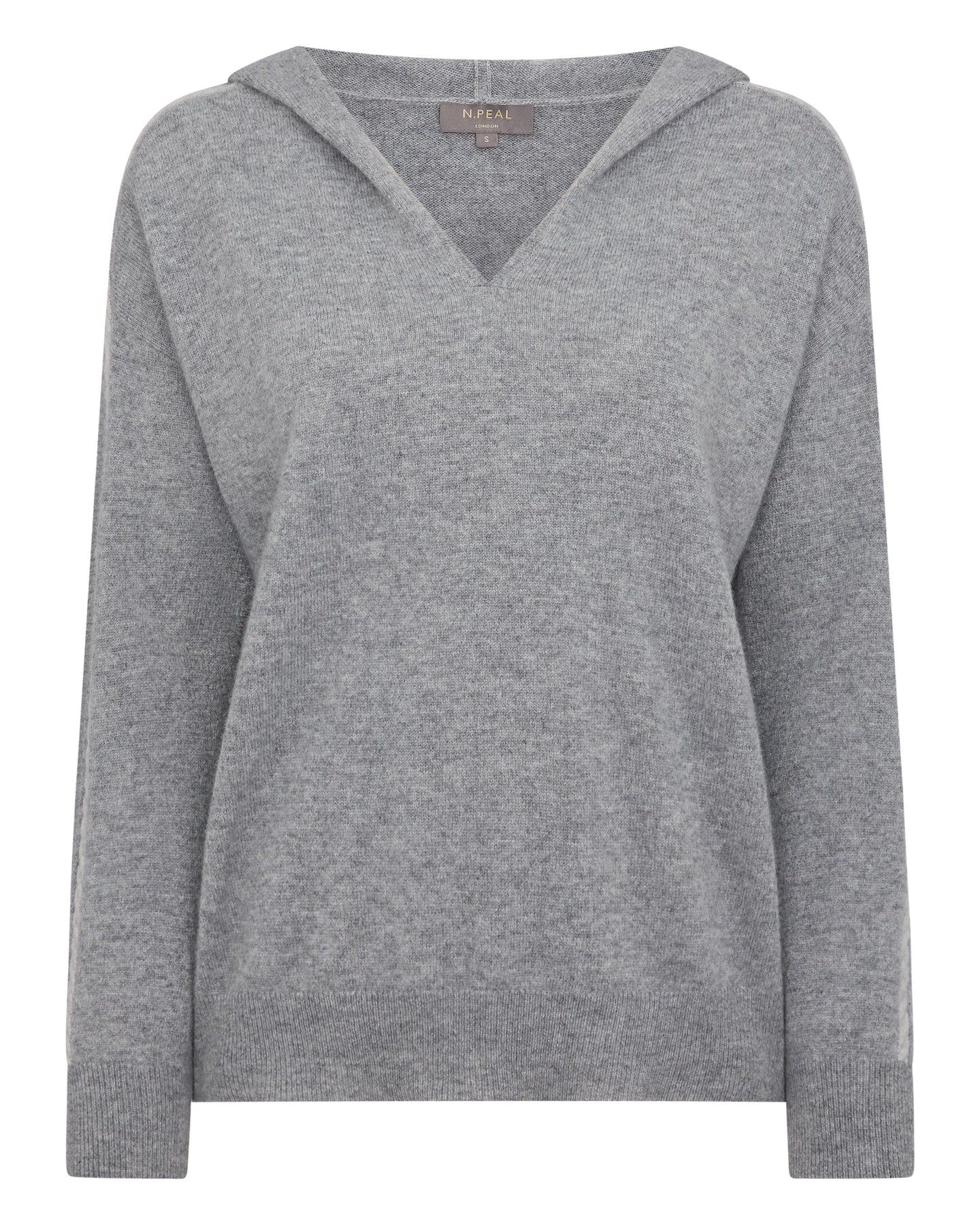 N.Peal Women's Lurex Detail Cashmere Hoodie Flannel Grey
