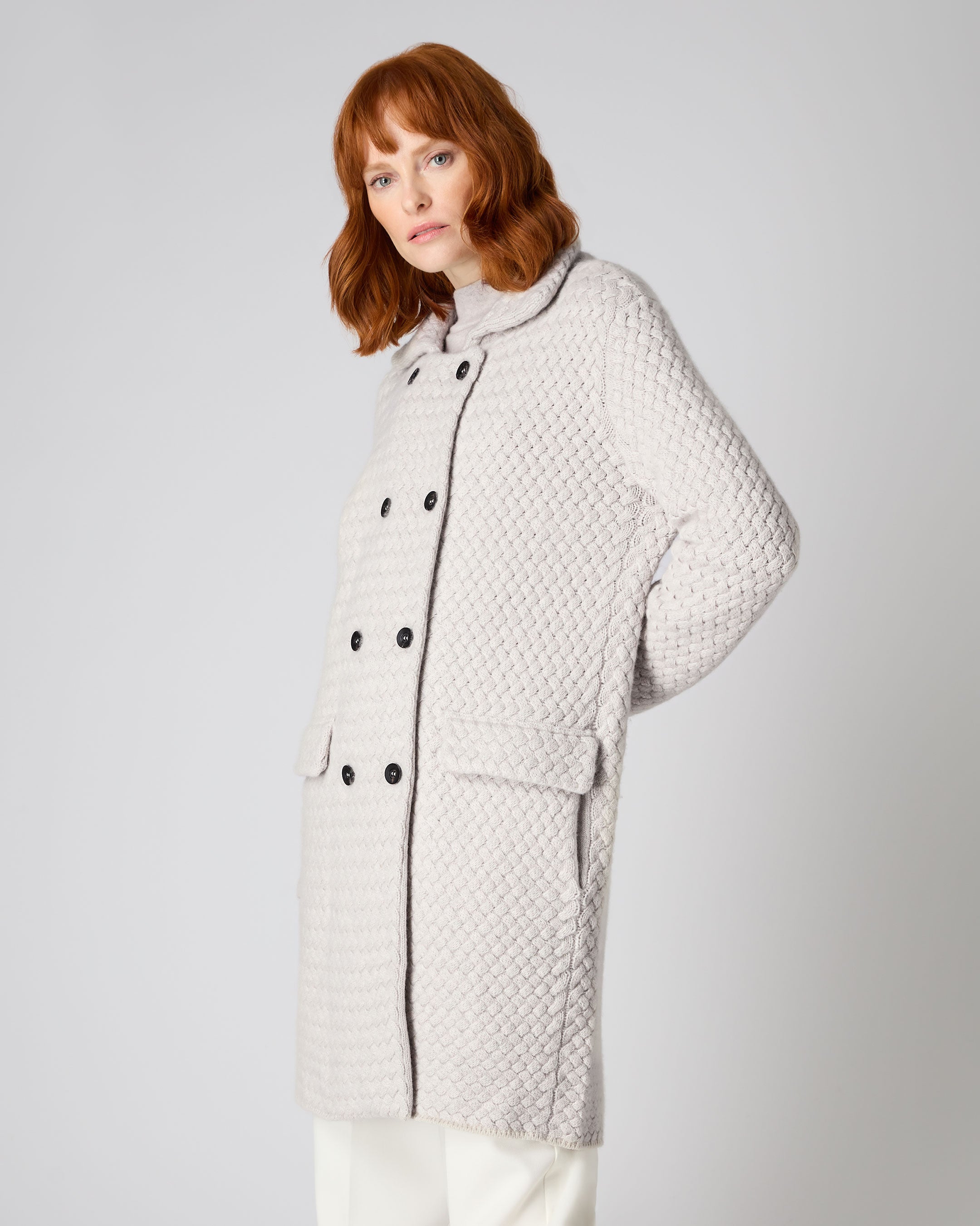 Winter white cheap cashmere coat