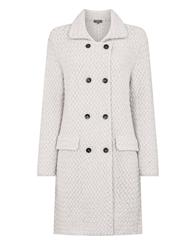 N.Peal Women's Basketweave Double Breasted Cashmere Coat Pebble Grey
