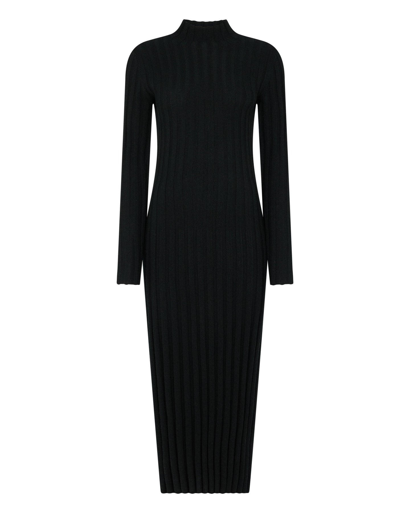 N.Peal Women's Long Ribbed Cashmere Dress Black