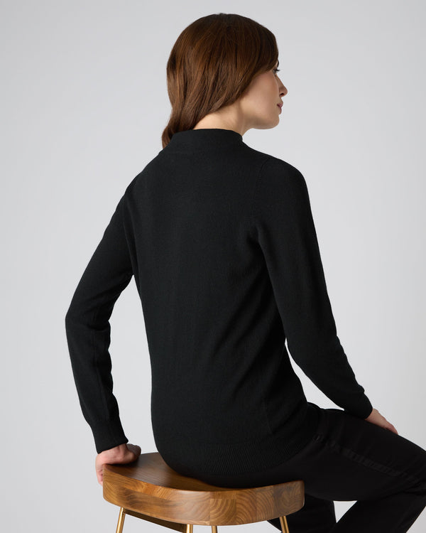 N.Peal Women's Funnel Neck Cashmere Sweater Black